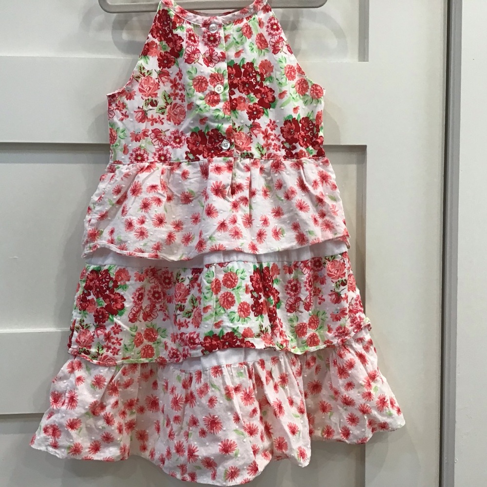 Penelope Mack Red & White Floral Tiered Dress – Girls Size 6 - Picture 2 of 3